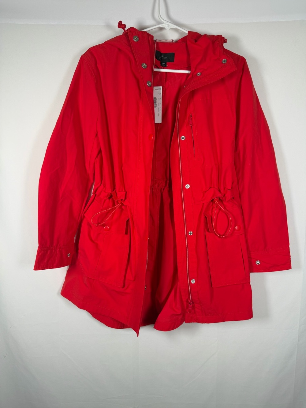 NWT J. Crew Red Hooded Utility Anorak Jacket - Preppy, Old Money, Equestrian